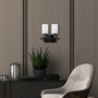 Opviq Lámpara de Pared de Metal y Cristal Negro, Dorado y Blanco